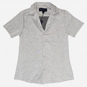 River Island Grey Short Sleeve Collared Button Down Shirt (men’s medium); NWT